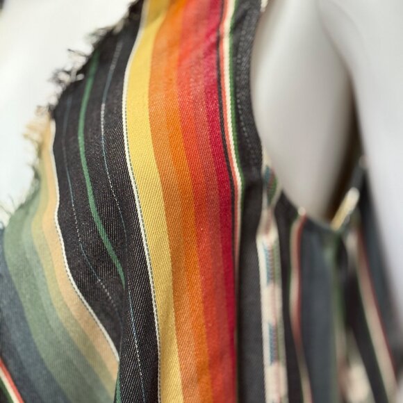 Striped Sleeveless Waterfall Hem Cardigan Vest By L&B Multicolor Size S - Picture 4 of 7